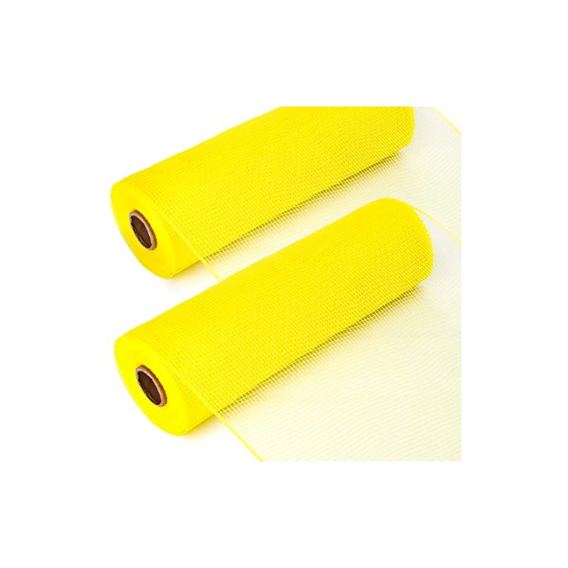 Ribbli 2 Rolls Yellow Mesh Ribbon,10 inch x 30 feet(10Yard)