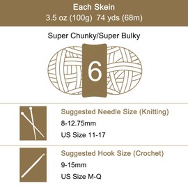 sourcing map 1Skein Chenille Yarn Blanket Yarn 100g/3.5oz 74yds Gauge #6 Super Bulky Polyester Soft Knitting for Crochet Weaving Bag Scarf Hat, Mustard