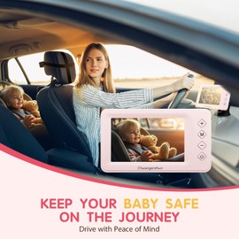 S100P Baby Car Camera with Ultra Night Vision, 5'' HD 1080P IPS Baby Car Monitor with 3X Zoom, Backseat/Carseat/Rear Seat Camera USB, Easy No-Damage Install, Safety for Infants and Pets (5 inch Pink)