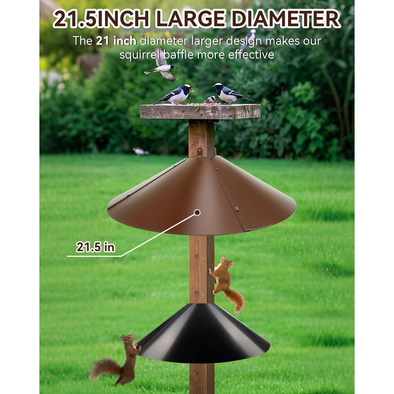 Qualirey 1 Pack 21.5 Inch Metal Squirrel Proof Baffle for