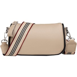 NIYUTA® Leather Shoulder Bag Women's Modern Bags with Wide Shoulder Strap Chest Bag Women's Small Crossbody Bag or Hip Bag Women, gray