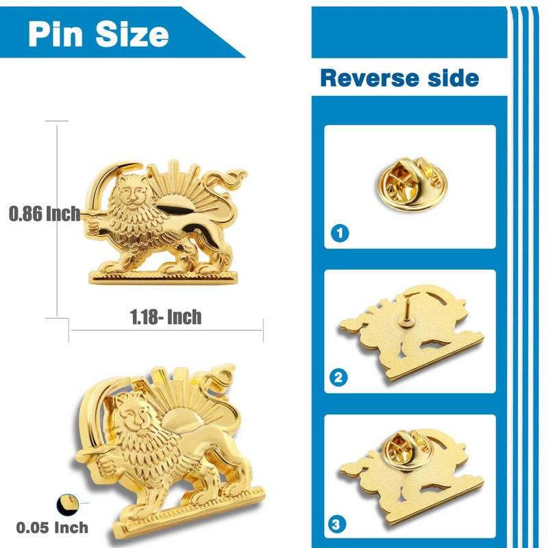 6-Pack Persia Iran Flag Lapel pins Bulk Metal Old Persian