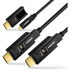 DTech 8m Fiber Optic HDMI Cable 4K 60Hz YUV 444 18Gbps High Speed Ultra HD with Dual Micro HDMI and Standard HDMI Port (25ft, Black)