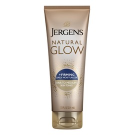 Jergens Natural Glow +Firming Self Tanner Body Lotion, Fair to Medium Skin Tone, Sunless Tanning Moisturizer with Collagen and Elastin. Helps to Visibly Reduce Cellulite, 7.5 Fl Oz