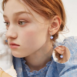 AOBOCO Heart Crystal Dangle Earrings, Sterling Silver Hoop Earrings for Women Love Knot Jewelry Gifts for Her