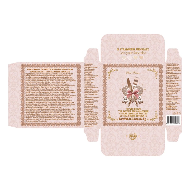 Flower Knows The Sweetie Bear 4-Color Concealer Palette,Highlihter Correct Contour