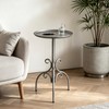 Round Side Table, Small Metal Drink Table for Small Spaces,
