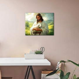 Paint by Numbers Kit for Adults Jesus Holding a Lamb in His Arms Paint by Numbers for Adults Christian Salvation Painting Adult Paint by Number Kits on Canvas Oil Painting Art Crafts 16x20 in