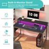 Lufeiya Small Desk with Power Outlets and LED Lights, 32
