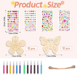 MOYWYCNO 68PCS Butterfly Arts and Crafts for Kids, End of Term Gifts for Children with Watercolor Pencils, Party Craft Set with Gemstone Stickers, Crafts for Kids for Children DIY