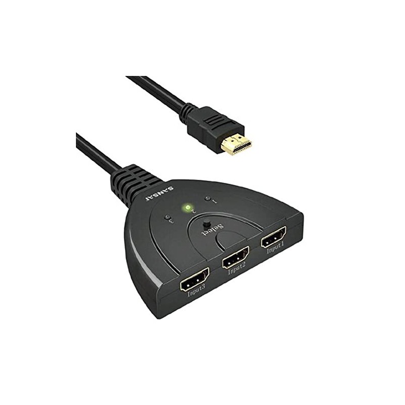 Sansai 3 Port HDMI Switcher/Connector Ports Ultra HD 4K 1080P