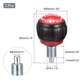 sourcing map M16 Pull Pin Spring Knob Replacement Parts for Home Fitness Height Adjustment Screws Equipment Black Red 2pcs