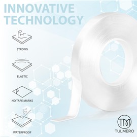 Nano Tape 2 x 5 m - Double-Sided Tape 10 m - Extra Strong for Home, Wall, Office, Bubbles Art - Transparent Nano Tape - Nano Tape Double-Sided - Transparent Double-Sided Tape