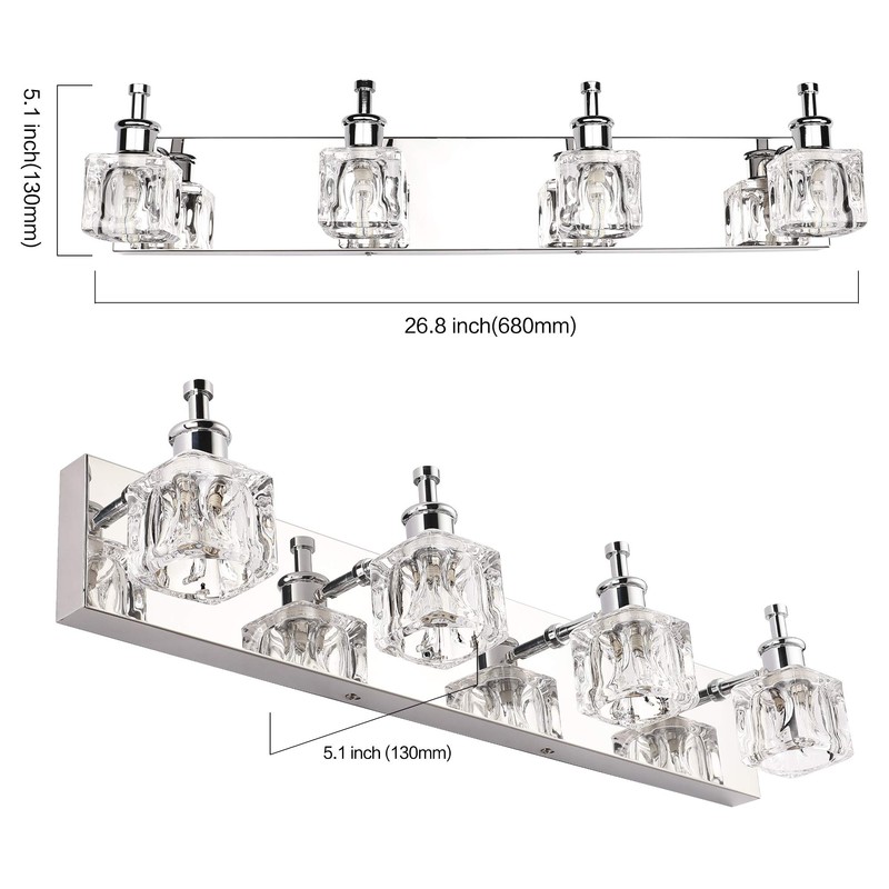 PRESDE 4 Lights Bathroom Light Fixtures Over Mirror Crystal Modern
