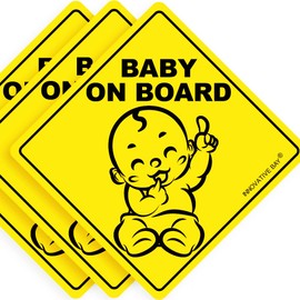 2023 Design- Baby on Board Sticker Sign (3 Pack), Baby Board, Baby car Sticker, Baby car Decal, US Department of Transportation Recommend Color & Shape,Kid Safety, 5”by5” by Innovative Bay