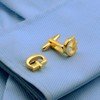 A-Z Initial Cufflink for Men, Classic 18k Gold Silver Black