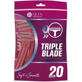 Ark Future Skin Techniques Ladies Triple Blade Disposable Razors – 20 Razors per Pack (Pack of 3) – Ideal for Everyday Shaving as Part of Your Beauty Routine
