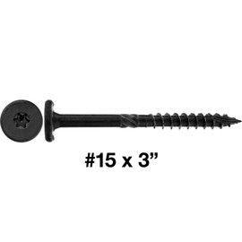 Jake Sales 15x3 Black Wafer Head Structural Lag Screws. Used for Log Construction, Timber Framing, Laminated Beams and Pole Barns Among Other Uses. T-30 Torx/Star Drive (50 Count)
