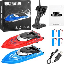 Garvee 2PACK RC Boat,Remote Control Boats for Kids and Adults,10km/H 2.4G High Speed Remote Control Boat for Pools and Lakes with 4 Rechargeable Battery.