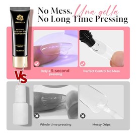 UNA GELLA - Gel adhesivo sólido para uñas 15ml. Requiere lámpara de curado. Lámpara UV/LED requerida. Súper fuerte. Adecuado para puntas de uñas posti