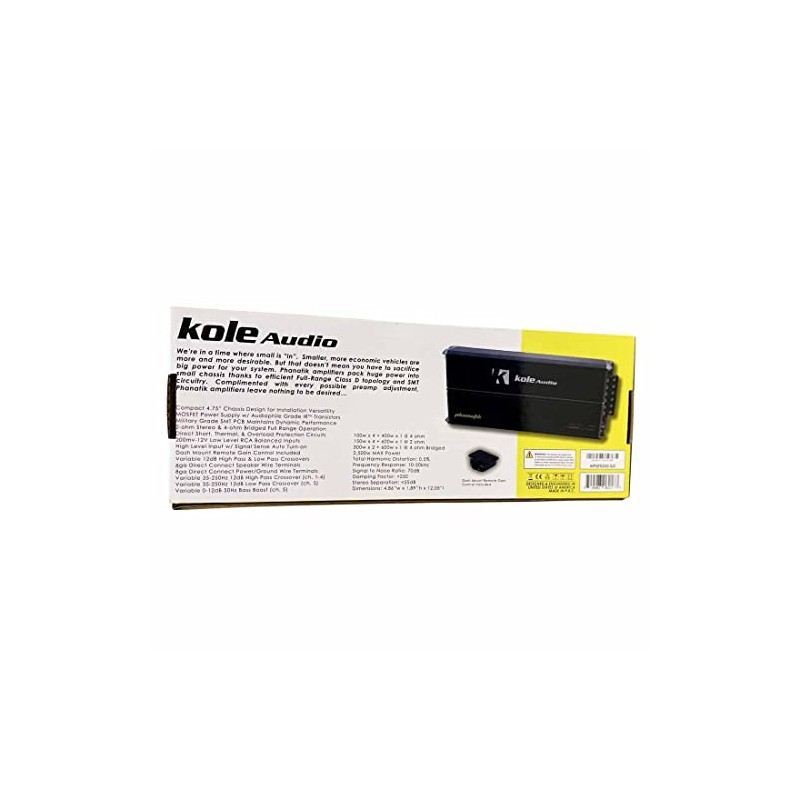 Kole Audio KP2500.5D 2500W Max 5-Channel Class-D Compact Car Audio