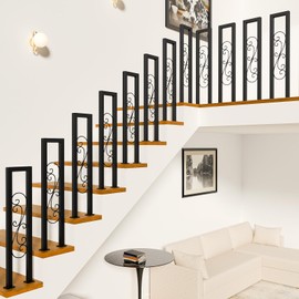 Hand Rails for Indoor Stairs, Modern U Shaped Handrails with S Scroll for Outdoor Steps, Matte Black Industrial Wrought Iron Stair Railing Indoor for Porch Garden Loft Corridor, 1Pcs(Tall:85cm/2.8ft)