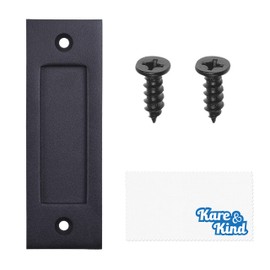 Kare & Kind Sliding Barn Door Handle 6-Inch (Black) - Easy to Install Flat Bottom Finger Pull Set - Solid Steel Smooth Edges for Sliding Barn Doors, Sheds, Garages - Tapping Screws Included