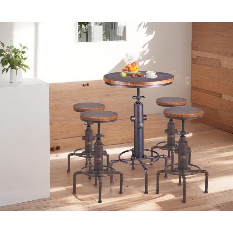 Topower Industrial Bar Table 31.5-41.3" Adjustable Pub Table Kitchen Dining