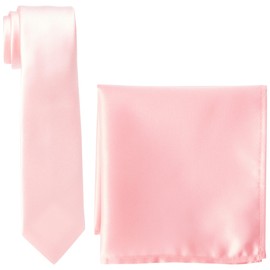 Rael-Brook Folkespeare | Men’s Classic Tie & Standard Width Satin Pocket Square Set | Beige Satin, 30cm x 30cm