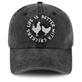 Tbstlumd Chicken Hat, Black, Baseball Cap for Men Women, Adjustable, Sun Protection, Farm Gifts for Dad Mom Grandpa Grandma, Birthday Anniversary