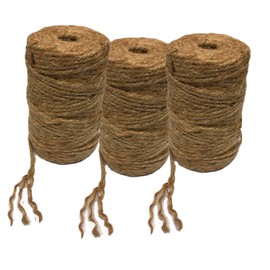 3 Pack - Natural Jute Twine- 3 Ply Burlap Twill 200 feet x 3 Total 600 feet, Grass Fiber Product