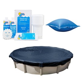 In The Swim Swimming Pool Winterization Bundle: Includes a 18' Round Economy Swimming Pool Winter Cover, 7.5k Gallon Pool Winter Closing Kit, and 4'x4' Air Pillow