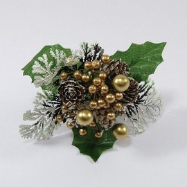 A1-Homes 6 x Luxury Frosted Gold Christmas Picks - Berry and Pine cones - Wreaths Garlands Floristry