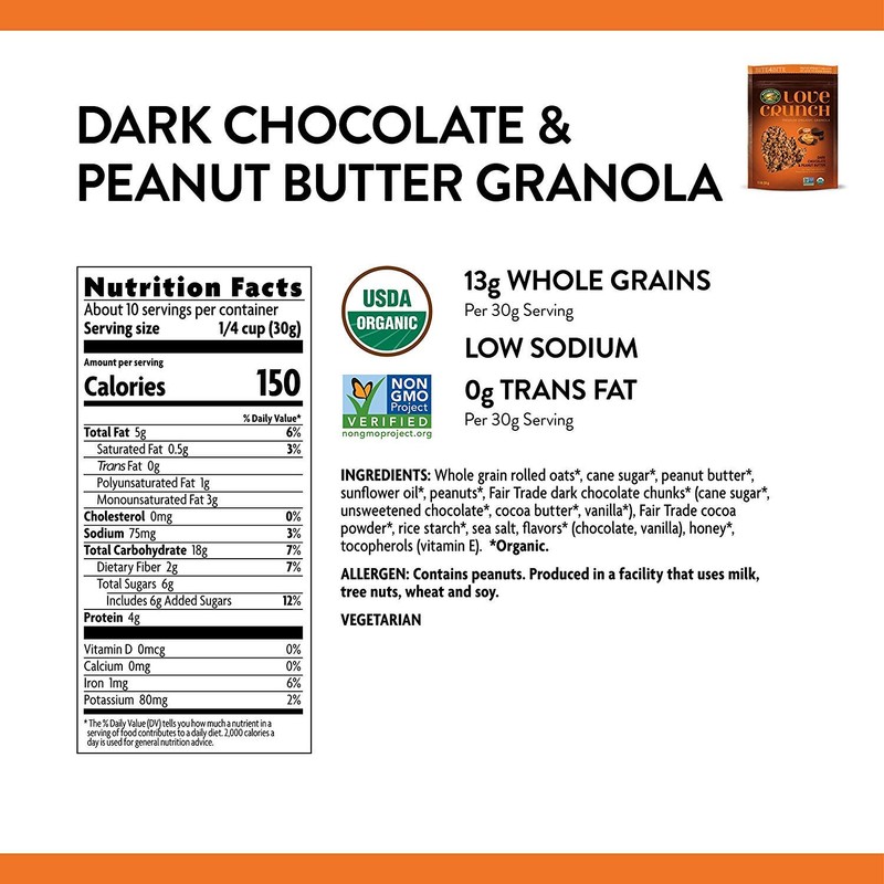 Nature's Path Love Crunch Organic Granola, Dark Chocolate Peanut Butter,