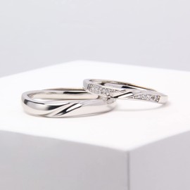 Meissa Couple Rings 925 Sterling Silver Dainty Twist Couple Bands for Men and Women Size Adjustable Handmade Promise Rings (2.5mm Width)