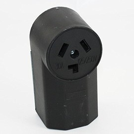 EATON WD125 Dryer Electrical Receptacle, V, 30 A, 3 Pole, 3 Wire , Black