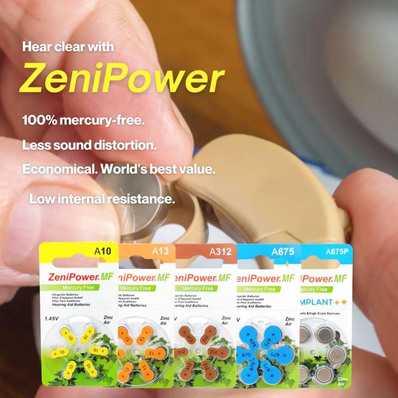 ZeniPower Size 675P Implant Power Cochlear Batteries (240 Pack) +