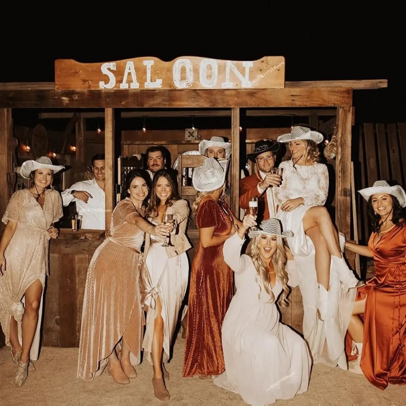 Set De 2 Sombreros De Vaquero Con Luz Para Boda