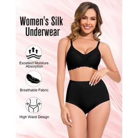 4Pack Women's High-Waist Light Tummy Control Girdle Panties Full Coverage Underwear Ladies Panties for Women 2Black+2Navy M