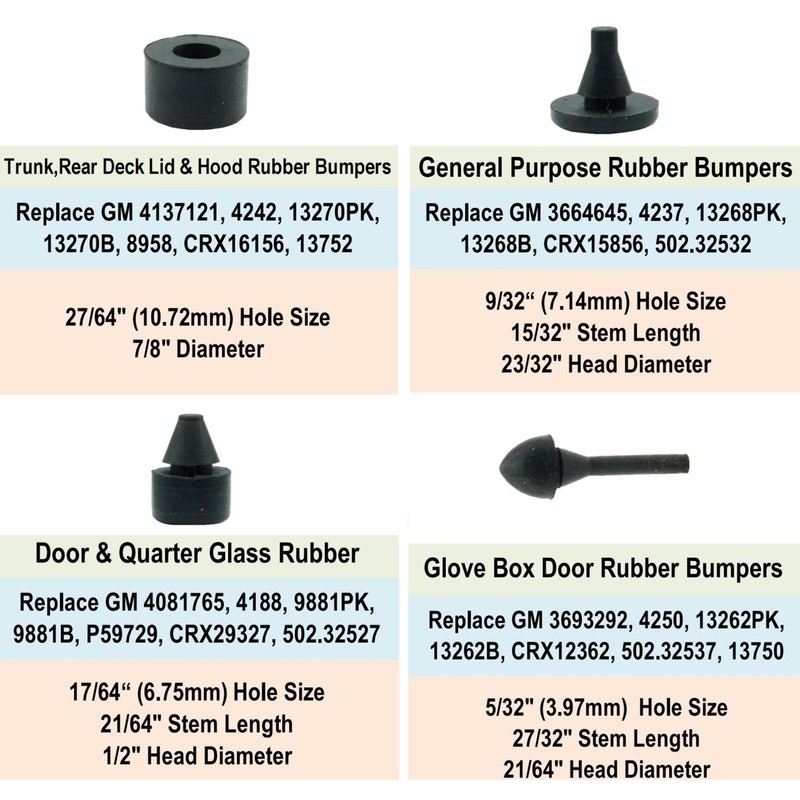 Dsnaduo 24 PCS Rubber Hood Bumper Assortment - Universal 45393