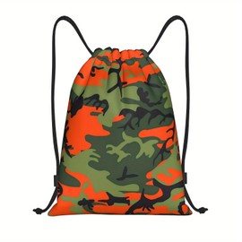 Richugui Camo Drawstring Bag CamouflageGreen Orange Multicolor Camouflage Gym Bag Sports Backpack Lightweight Bag for Men Women Outdoor Gym Sport