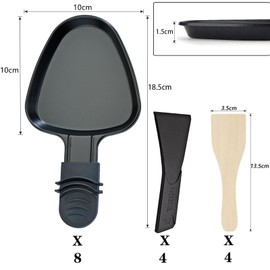 RoDzj Raclette Pans, Pack of 8, Raclette Pans Replacement with Non-Stick Coating and 8 Scrapers, Suitable for Most Raclette Grills (Black)