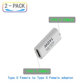 ZJKJHJY USB C Female to Female Adapter, USB Type C Coupler Extender Support 140W, 40Gbps, 8K@60Hz for Laptop, Phones and More Type C Devices (White),2 Pack