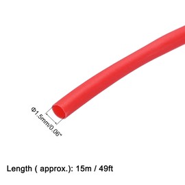 sourcing map Heat Shrink Tubing, 1.5mm Dia 2:1 Heat Shrink Wrap Cable Sleeve Heat shrink Tube 15m Length Red