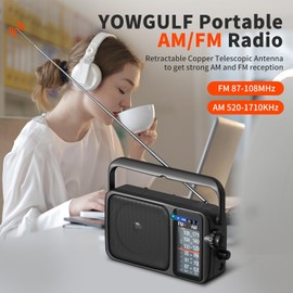 AM FM Radio with Best Reception,Bluetooth Portable AM FM Transistor,Battery Operated Radio or AC Power,Large Dial,Headphone Jack, Gifts for Seniors Elderly