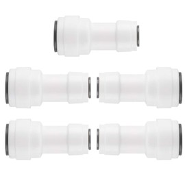 uxcell OD Quick Connect Tube Fitting Water Filter Push-in Connector Filter Tube Hose Pipe Joint for RO Reverse Osmosis System 5pcs Straight, 3/8"-1/4" Tube OD