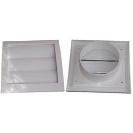 Air Ventilation Plastic Grill Cover 148mm x 153mm Gravity Flaps Ø100 ducting/White