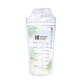 Kikkaboo Breast Milk Bags Pack of 50 250 ml Capacity Leak-Proof Double Zip Colour: Plain White