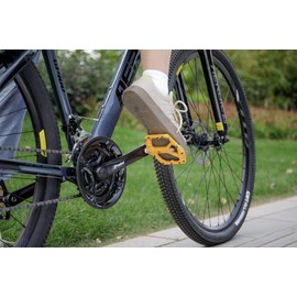 Mountain Bike Pedals - 9/16" Nylon Fiber Bicycle Flat Pedals -Bicycle Platform Pedals for Road Mountain BMX MTB Bike (Yellow)