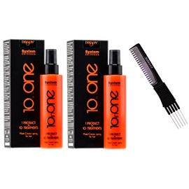 Dikson System 10 in One Mask-Cream Spray for Hair - 1 Product = Ten Treatments (w/SLEEKSHOP Premium Carbon Teasing Comb) (5.07 oz (PACK OF 2))